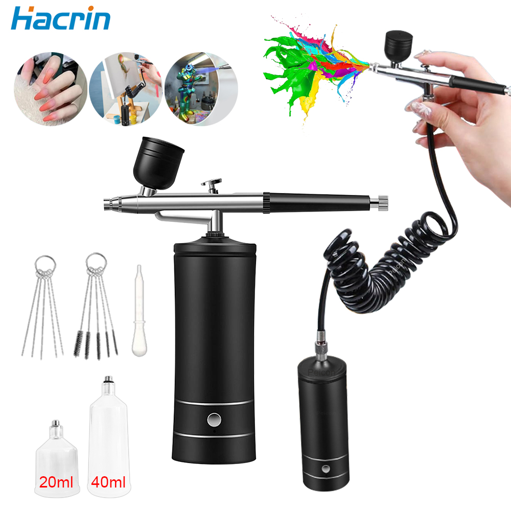 Airbrush Kit With Mini Compressor - Aérographe à ongles avec compresseur, brosse